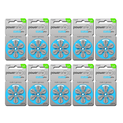Power One Implant Plus P675 Hearing Aid Battery – 10 Strips Total 60 Batteries