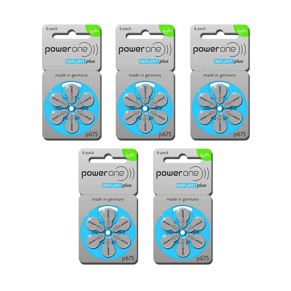 Power One Implant Plus P675 Hearing Aid Battery 5 Strips Total 30